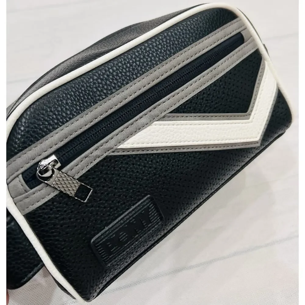 PONY Men's Travel Toiletry Black with white and Gray design Solid Pocket
